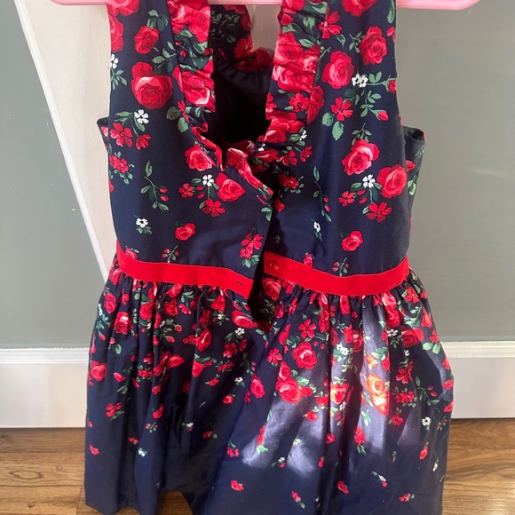 Janie and Jack Navy Floral Dress with Red Accents American girl dress - Picture 5 of 7